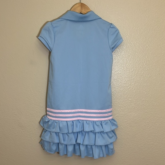 Adidas Light Blue Pink Polo Ruffle Tennis Dress - Picture 4 of 9